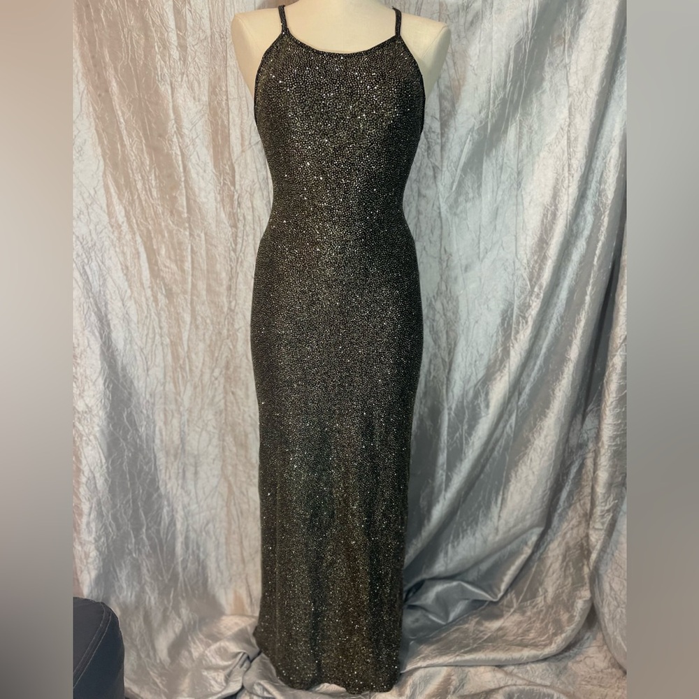 Hairspray brand Vintage black formal dress/ gown with silver embellishments